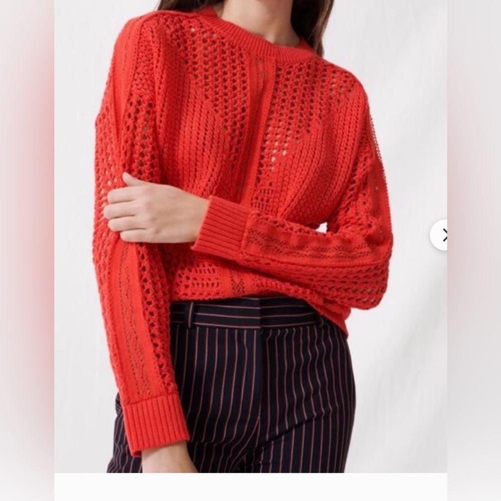 NWOT MAJE red coral crochet sweater size 1 (small)